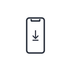 download icon on screen phone. flat outline vector illustration