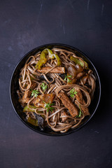 fried pork with soba in asian style