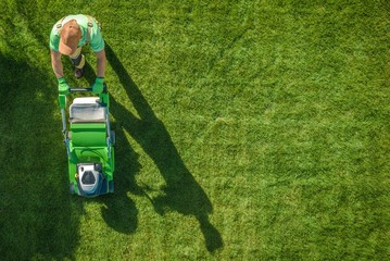 lawn moving aerial photo