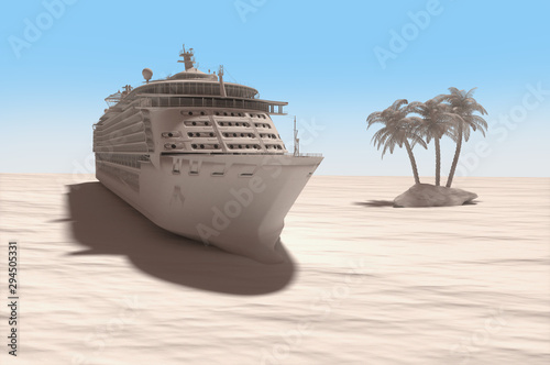 Concept art of cruise ship model, render 3D