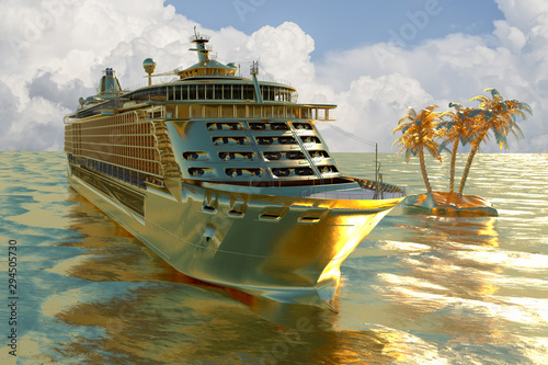 Concept art of cruise ship model, render 3D