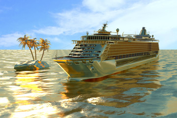 Wall Mural - Concept art of cruise ship model, render 3D