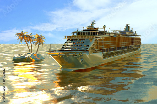 Concept art of cruise ship model, render 3D