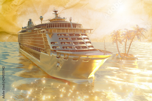 Concept art of cruise ship model, render 3D