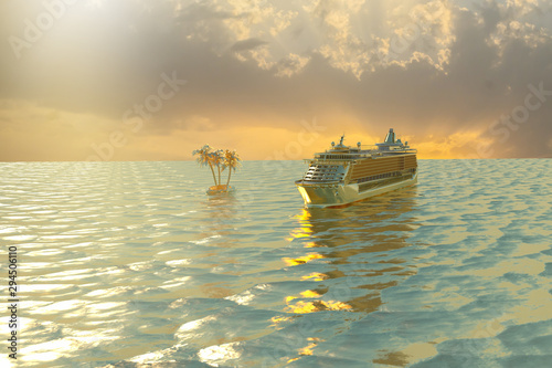 Concept art of cruise ship model, render 3D