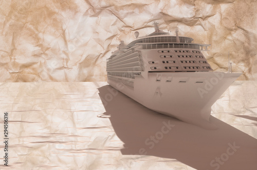 Concept art of cruise ship model, render 3D