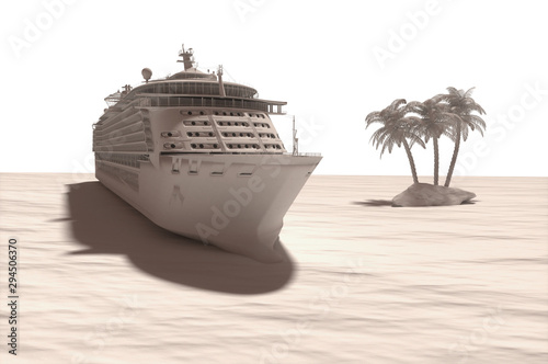 Concept art of cruise ship model, render 3D