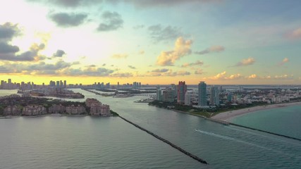 Wall Mural - Aerial Miami Beach Inlet 4k drone shot