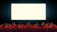 Movie Theater. Cinema Audience Crowd Watching Film