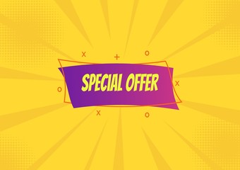 Wall Mural - Flat linear promotion banner banners bearing special offer  with a yellow background