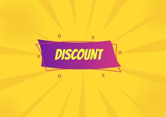 Wall Mural - Flat linear promotion banner banners bearing discount with a yellow background
