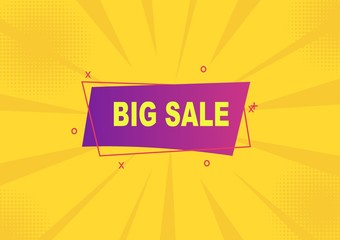 Wall Mural - Flat linear promotion banner banners bearing big sale with a yellow background