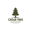 Ilustration Rustic Retro Vintage Evergreen, Pines, Spruce, Cedar trees logo design