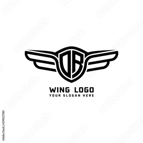 Cuadros en Lienzo DR initial logo wings, abstract letters in the middle of black