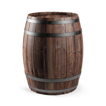 Wooden Barrel Isolated On White Background.  3d Illustration
