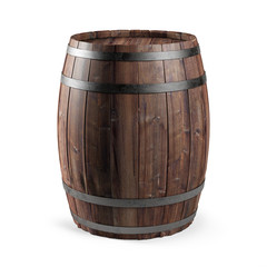 wooden barrel isolated on white background. 3d illustration