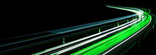 Lights Of Cars With Night. Abstraction Of Light Trails