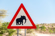 Traffic sign with elephant warning, Namibia, Africa