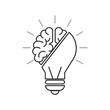 © doodlart - Innovation or creativity concept. Half human brain and half electric bulb. Outline thin line. Isolated on white background.