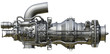 Gas turbine engine is the prime mover of gas compressor centrifugal type. 3d rendering.