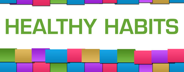 Healthy Habits Colorful Blocks Grid Background Text 