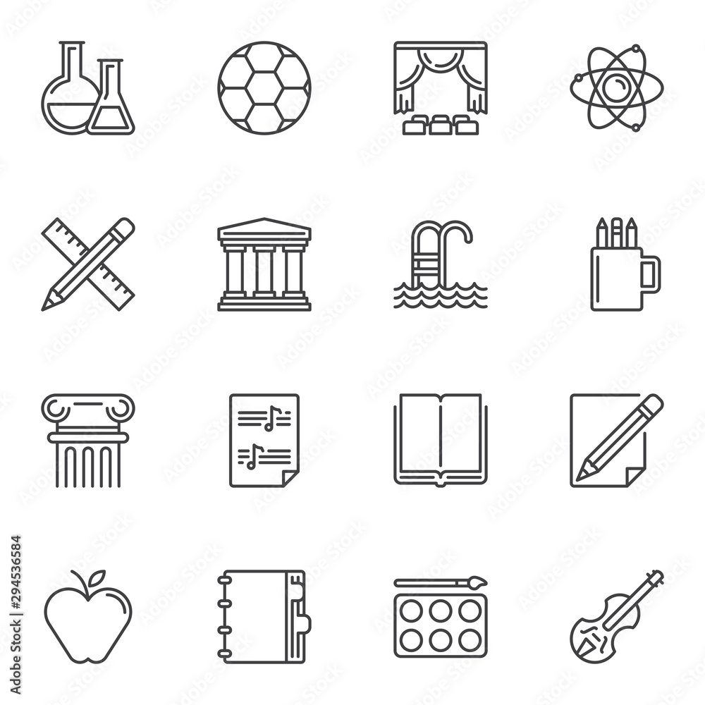 Education line icons set. linear style symbols collection, outline ...
