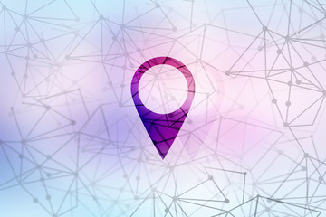 Poster - 2d rendering Red map pointer with world map