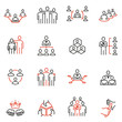 Vector set of linear icons related to Company Organization Structure, Human Resource Management and Succession. Mono line pictograms and infographics design elements