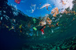 Underwater ocean with plastic and plastic bags, ecological problem