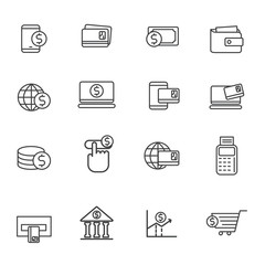 Canvas Print - Set of money and e payment icon with simple line design