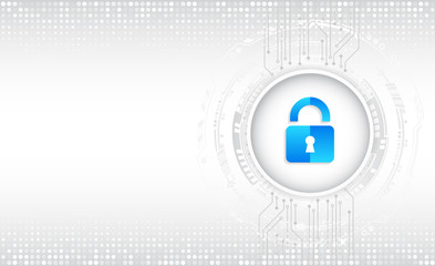 Aufkleber - Data protection privacy concept. Padlock icon and internet technology networking connection. Cyber security internet and networking concept. Abstract circuit board.