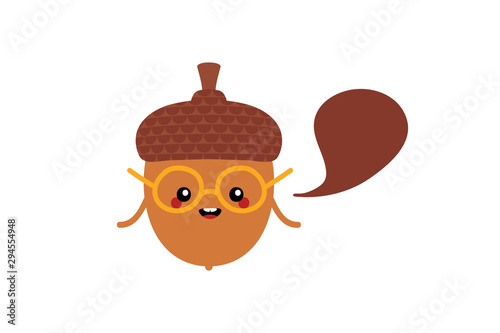 Cute Cartoon Acorn Character In Glasses With Speech Bubble Talking Giving Advice Or Information Buy This Stock Vector And Explore Similar Vectors At Adobe Stock Adobe Stock