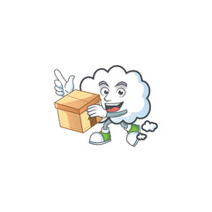 Poster - With box cloud bubble with cartoon character style