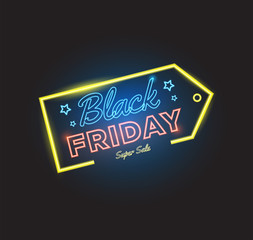 Wall Mural - Black Friday neon advertisement sale vector background image