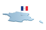 Fototapeta Paryż - Renderowana mapa Francji z flagą 