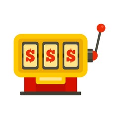 Poster - Dollar slot machine icon. Flat illustration of dollar slot machine vector icon for web design