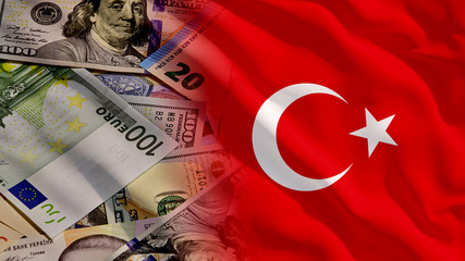 Wall Mural - Waving Money and Turkey Flag