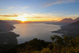 Fototapeta Góry - Gorgeous Guatemala - Indian nose hike from San Pedro in Lake Atitlan - sunrise, volcanoes, active, dormant, scenery, nature, natural
