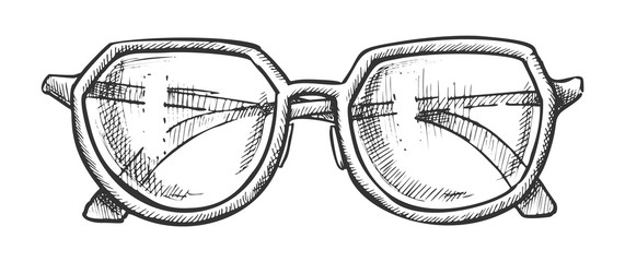 Wall Mural - glasses for reading accessory monochrome vector. woman diopter optical glasses for myopia. spectacle