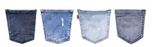 Denim Texture Jeans Pocket Set Mockup. Isolated Background