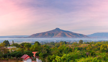 Panoramic View Of Sunrise With Clear Sky On Mountain,Phu Luang District, Thailand