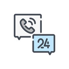 Fototapete - Call center support color line icon. Request a call back vector outline colorful sign.