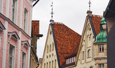 Narrow old streets in old Tallinn, Estonia.