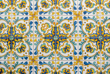 Traditional Ornate Italian Decorative Ceramic Tiles From Vietri, Colorful Background