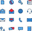 A true high quality contact line icons. Colored version. For user interfaces and websites