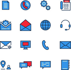 Poster - A true high quality contact line icons. Colored version. For user interfaces and websites