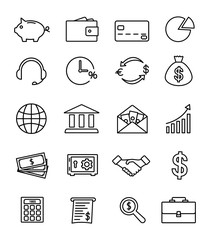 Aufkleber - Set of modern banking icons thin line. Financial and money icons. 