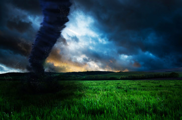 Wall Mural - sunset and storm background