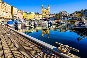 Wall Mural - old town and harbor of bastia on corsica