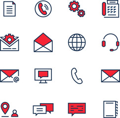 Poster - 16 colored thin line icons. For business, user interfaces and web sites.